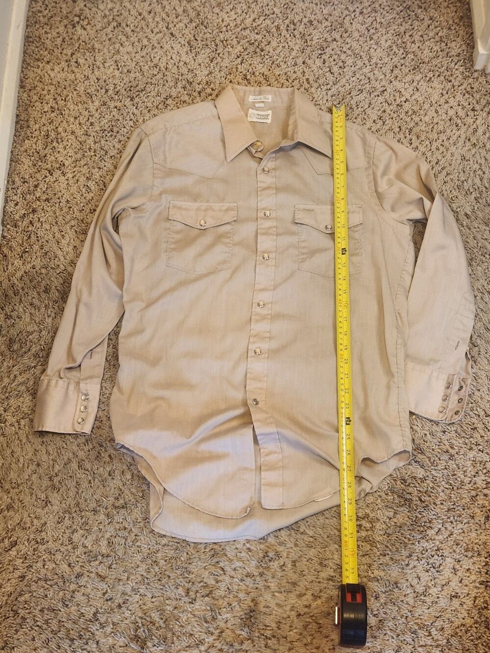 VINTAGE STETSON SADDLE TAIL Brown PEARL SNAP WESTERN SHIRT RANCH MENS L